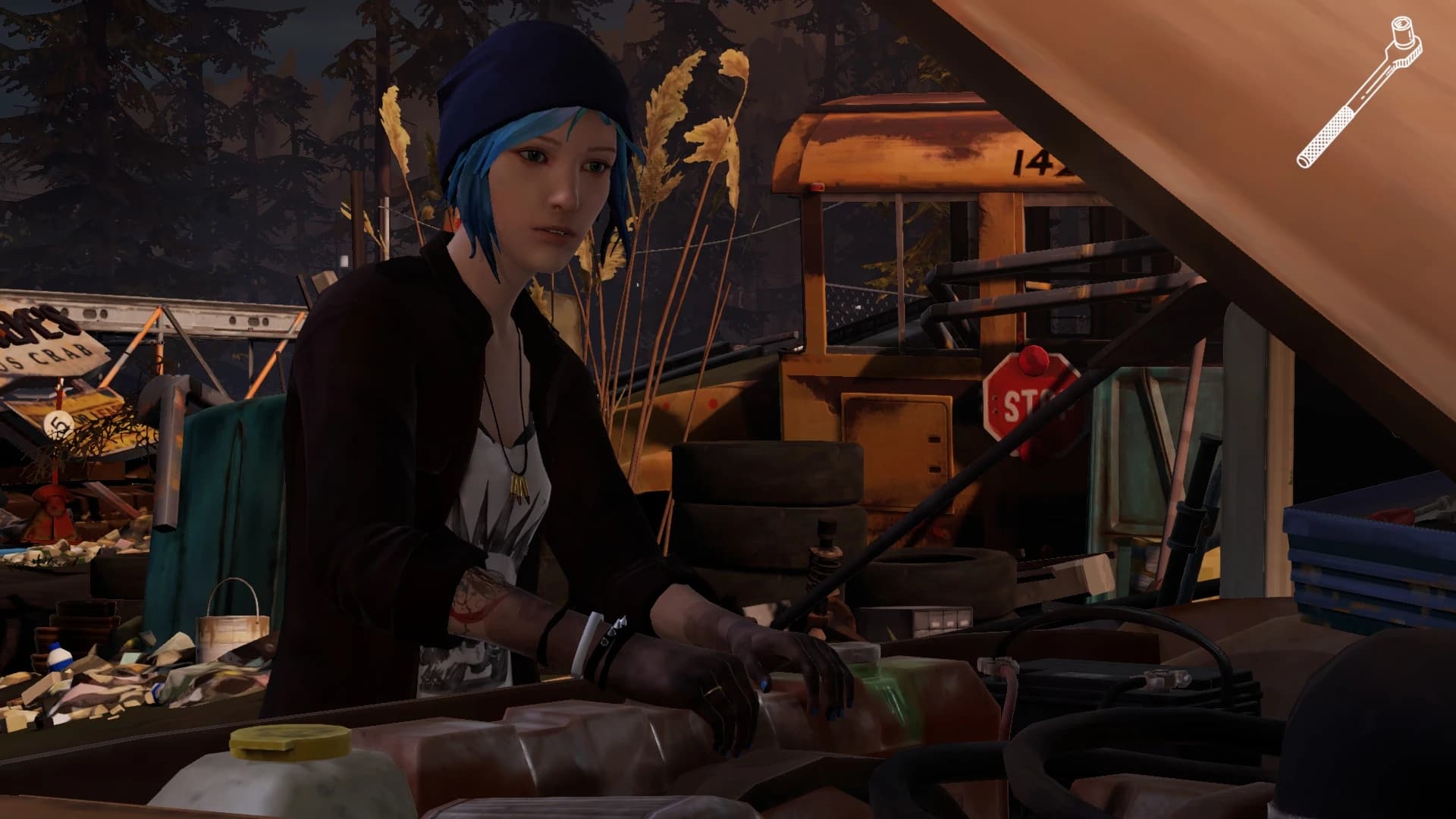 Play as 19-year-old Chloe (beanie and jacket)