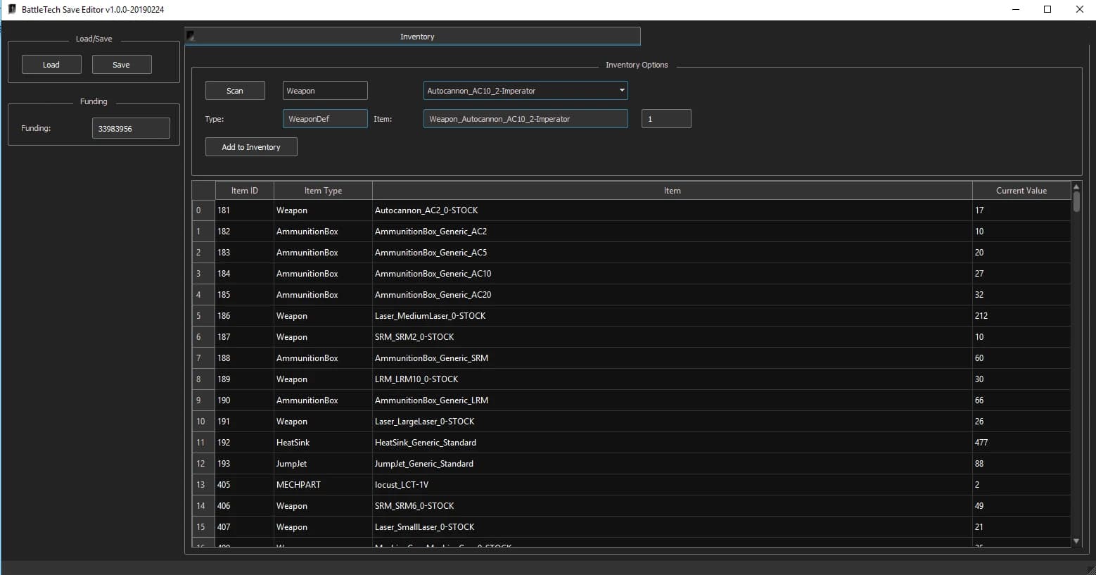 BattleTech Save Editor