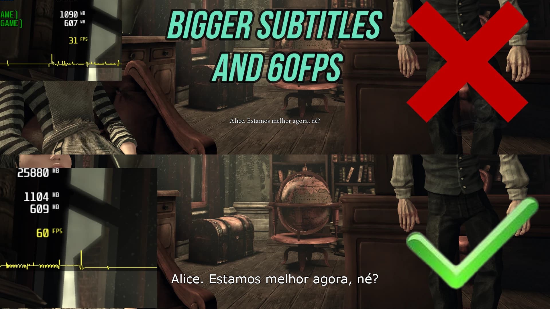 BIGGER SUBTITLES and 60FPS Mod