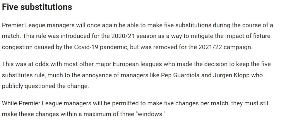 Make 5 substitutions in game