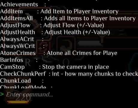 Enable Cheat Mode (Console Commands)