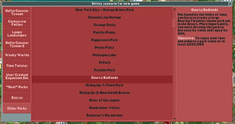 RCT2 Parks and Scenario Archive