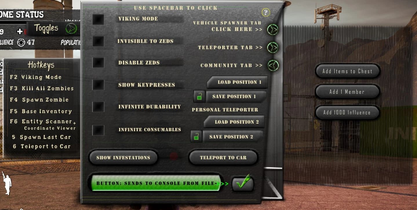 Multi-tool - Godmode - Teleport - Spawn Vehicles - NoTarget - Spawn Zeds - etc